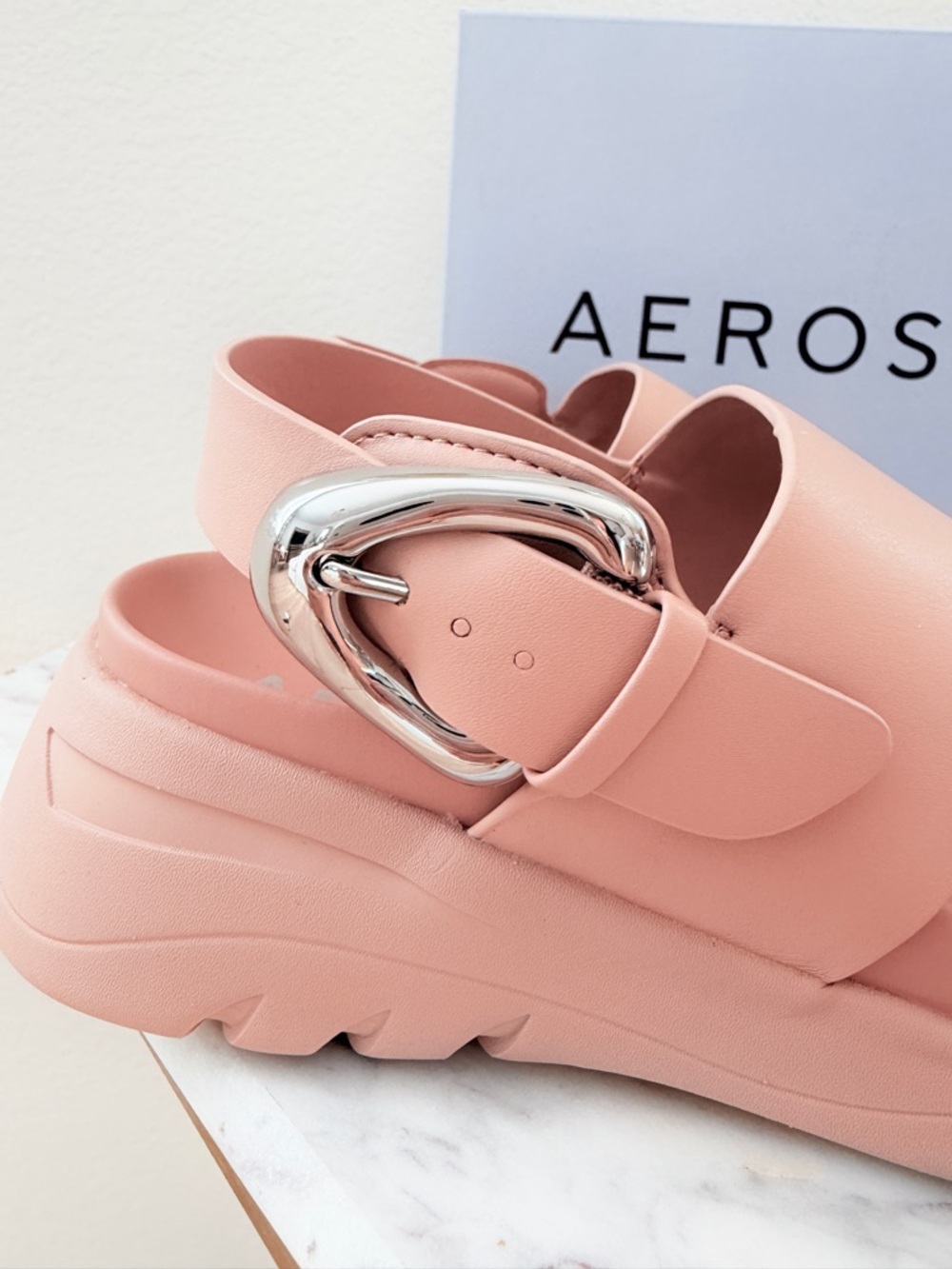 π AEROSOLES Hari Blush Pink Nude Cipria Sporty Low Heel Sandals 6.5 - Picture 5 of 12